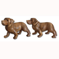 Wooden Dog, Hand Carved From Suar Wood With Natural Polished