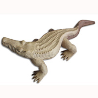 Wooden Crocodile, Hand Carved From Suar Wood With Natural Polished