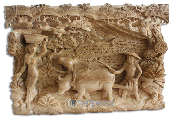 Wooden Wallhanging, Hand Carved From Suar Wood With Natural Polished