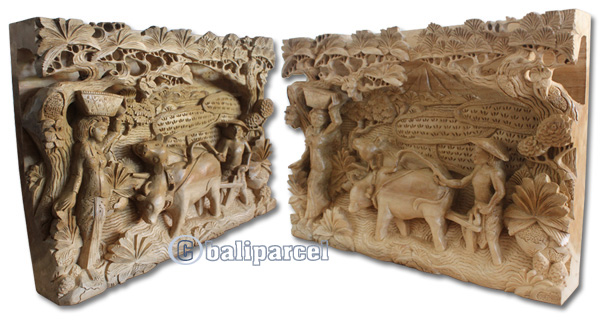 Wooden Wallhanging, Hand Carved From Suar Wood With Natural Polished