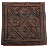 Wooden Box, Hand Carved From Sono Wood, With Bali Flower Carving
