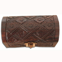 Wooden Box, Hand Carved From Sono Wood, With Bali Flower Carving