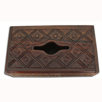 Wooden Box, Hand Carved From Sono Wood, With Bali Flower Carving
