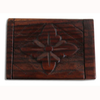 Wooden Box, Hand Carved From Sono Wood, With Bali Flower Carving