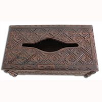 Wooden Box, Hand Carved From Sono Wood, With Bali Flower Carving