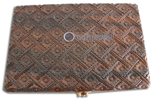 Wooden Box, Hand Carved From Sono Wood, With Bali Flower Carving