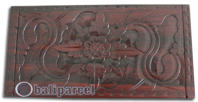Wooden Box, Hand Carved From Sono Wood, With Bali Flower Carving