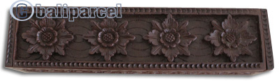 Wooden Box, Hand Carved From Resin, With Bali Flower Carving