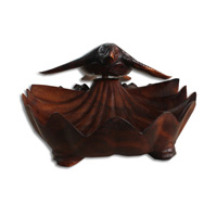 Wooden Turtle, Hand Carved From Suar Wood With Brown Polished