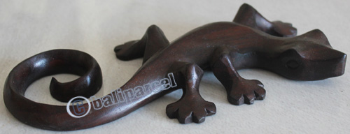 Wooden Gecko, Han Carved From Suar Wood 