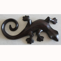 Wooden Gecko, Han Carved From Suar Wood 
