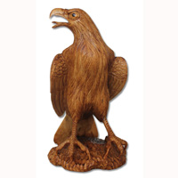 Wooden Eagle, Hand Carved From Waru Wood Brown Polished