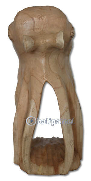 Wooden Octopus, Hand Carved From Suar Wood With Natural Polished