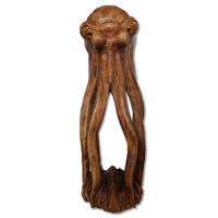 Wooden Octopus, Hand Carved From Suar Wood With Brown Polished