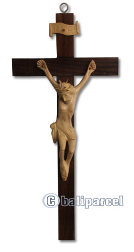 Wooden Yesus Wallhanging, Hand Carved From Crocodile Wood