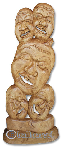 Wooden Mask Carving, Hand Carved From Suar Wood