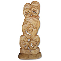 Wooden Mask Carving, Hand Carved From Suar Wood