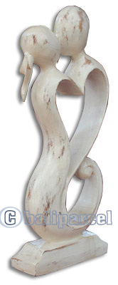 Wooden Abstract Carving With White Wash Colour, Hand Carved From Suar Wood