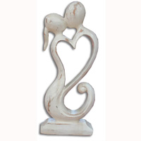 Wooden Abstract Carving With White Wash Colour, Hand Carved From Suar Wood