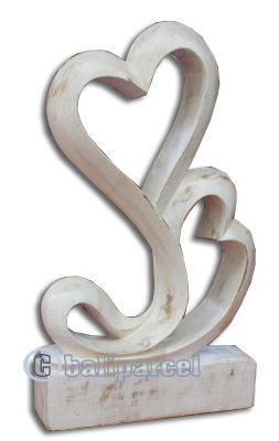 Wooden Abstract Carving With White Wash Colour, Hand Carved From Suar Wood