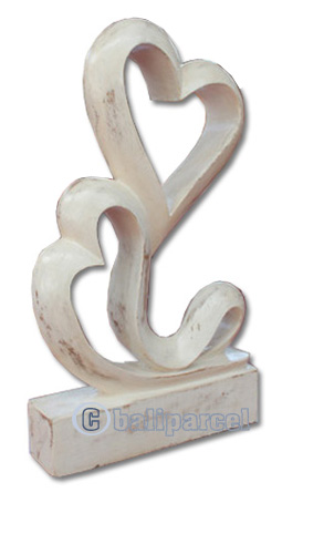 Wooden Abstract Carving With White Wash Colour, Hand Carved From Suar Wood