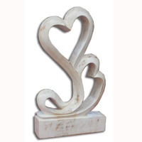 Wooden Abstract Carving With White Wash Colour, Hand Carved From Suar Wood