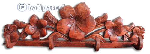 Wooden Wallhanging, Hanger, Made From Suar Wood Brown Polished