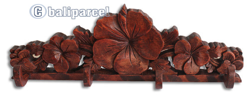 Wooden Wallhanging, Hanger, Made From Suar Wood Brown Polished