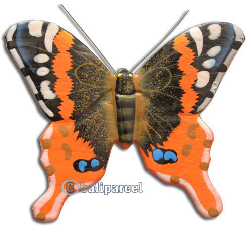 Wooden Batterfly Magnet With Handpainted, Hand Carved From Albesia Wood