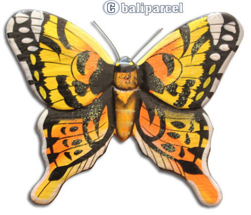 Wooden Batterfly Magnet With Handpainted, Hand Carved From Albesia Wood