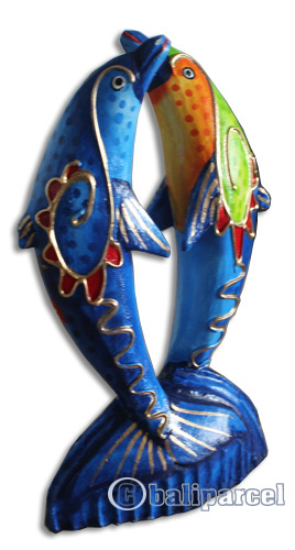 Wooden Dolphin With Crazy Color, Hand Carved From Albesia Wood