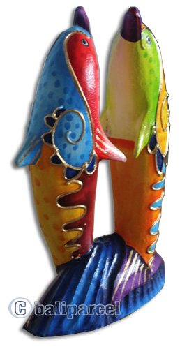 Wooden Dolphin With Crazy Color, Hand Carved From Albesia Wood