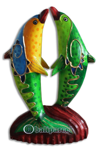 Wooden Dolphin With Crazy Color, Hand Carved From Albesia Wood