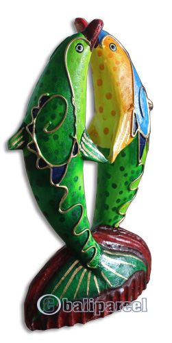 Wooden Dolphin With Crazy Color, Hand Carved From Albesia Wood