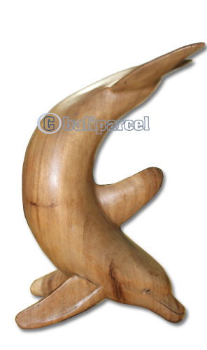 Wooden Dolphin, Hand Carved From Suar Wood 
