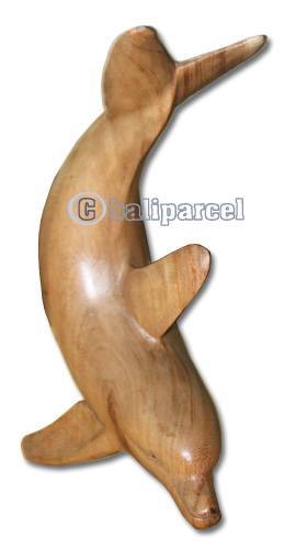Wooden Dolphin, Hand Carved From Suar Wood 