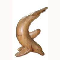 Wooden Dolphin, Hand Carved From Suar Wood 