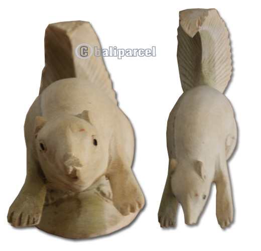 Wooden Squirrel, Hand Carved From Waru Wood