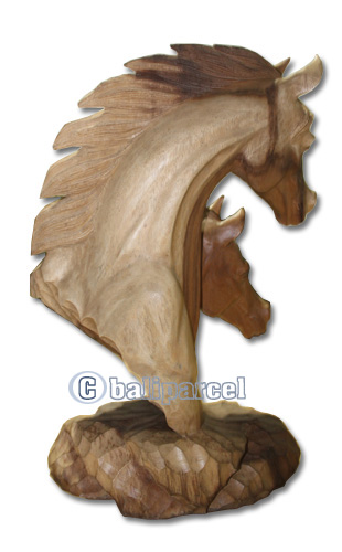 Wooden Horse Head, Hand Carved From Suar Wood With Natural Polished