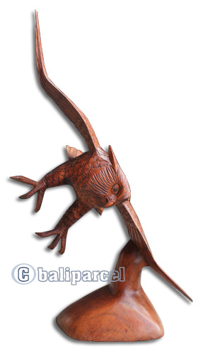 Flying Wooden Owl Handcarved From Suar Wood With Brown Polished