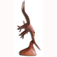 Wooden Eagle Handcarved From Suar Wood With Brown Polished