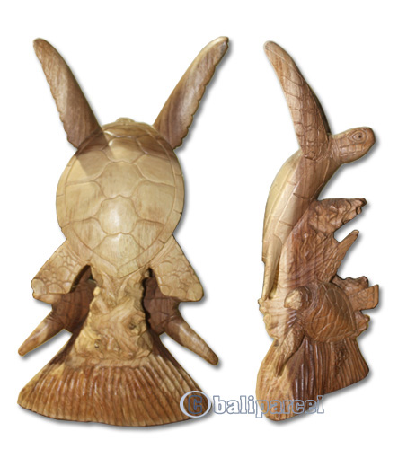 Wooden Turtle, Hand Carved From Suar Wood With Natural Polished