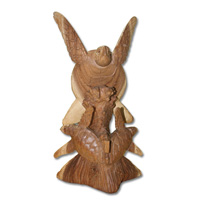 Wooden Turtle, Hand Carved From Suar Wood With Natural Polished