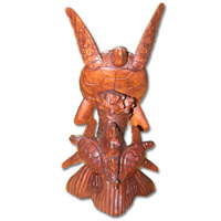Wooden Turtle, Hand Carved From Suar Wood With Brown Polished