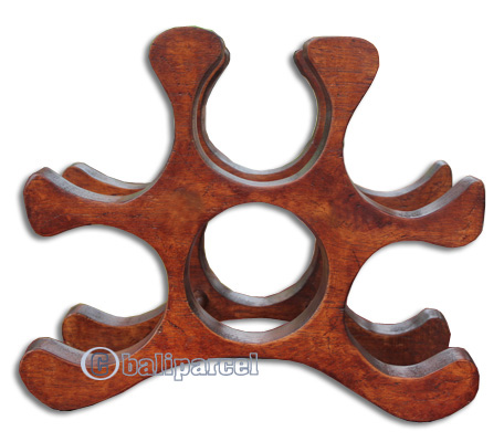 Wooden Wine Bottle Rack, Handcrafted From Wany Wood With Brown Polished