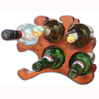 Wooden Wine Bottle Rack, Handcrafted From Wany Wood With Brown Polished