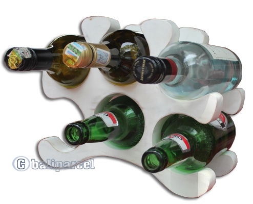 Wooden Wine Bottle Rack, Handcrafted From Wany Wood With White Wash Colour
