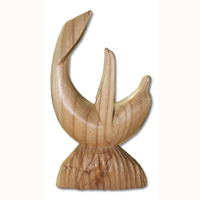 Dolphin Wine Bottle Holder, Hand Carved From Hibiscus Wood With Natuiral Polished