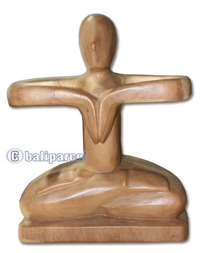Abstract Wine Bottle Holder, Hand Carved From Suar Wood With Natural Polished