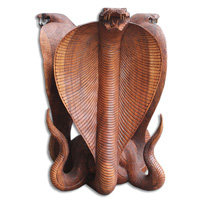 Wooden Cobra Table, Handcrafted From Suar Wood, Included Glass 8ml